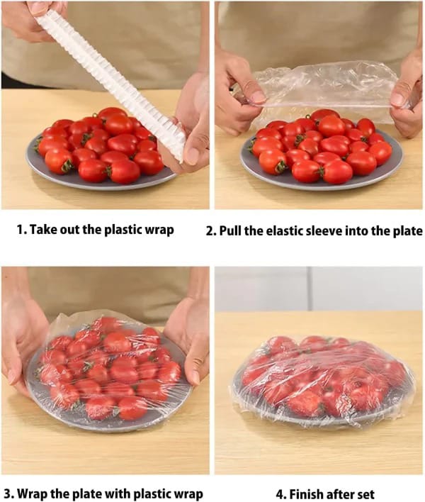 Pack of 100 Plastic Food Cover Bags