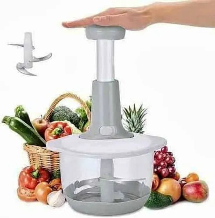 FALARI Hand Chopper Vegetable Chopper - Speedy Chopper with 3 Curved Stainless Steel Blades 2000ML