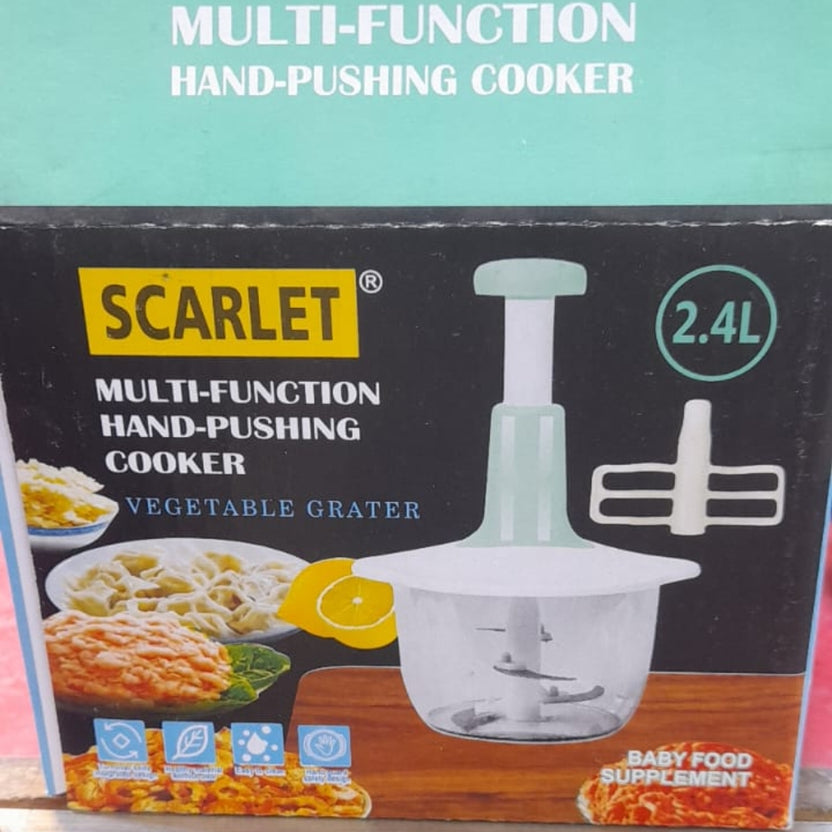 FALARI Hand Chopper Vegetable Chopper - Speedy Chopper with 3 Curved Stainless Steel Blades 2000ML