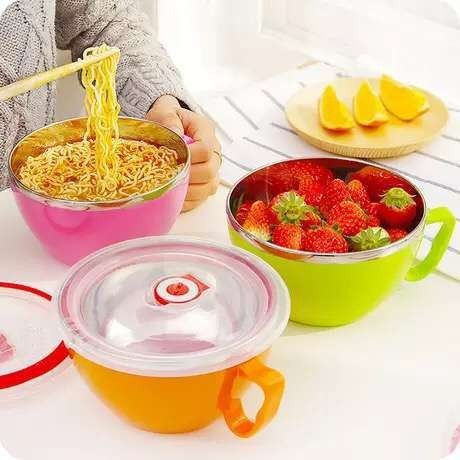 FRESH Bowl 900ml Noodle Bowl With Steel Plastic Leak-Proof Food Container Rice Soup Bowls