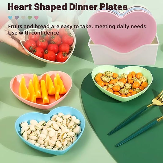 10pcs Multi-color Heart Shaped Plates with Tray