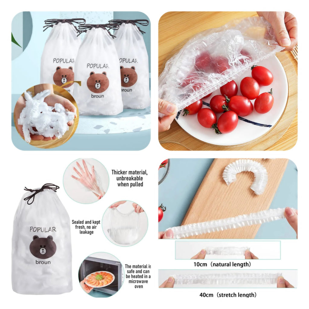 Pack of 100 Plastic Food Cover Bags
