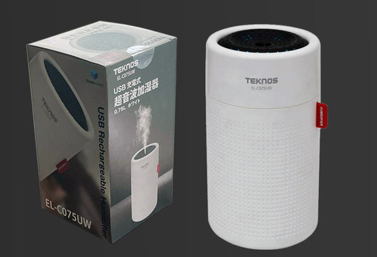 TEKNOS EL-C075UW Rechargeable USB Cylindrical Humidifier, 750mL Capacity (White)