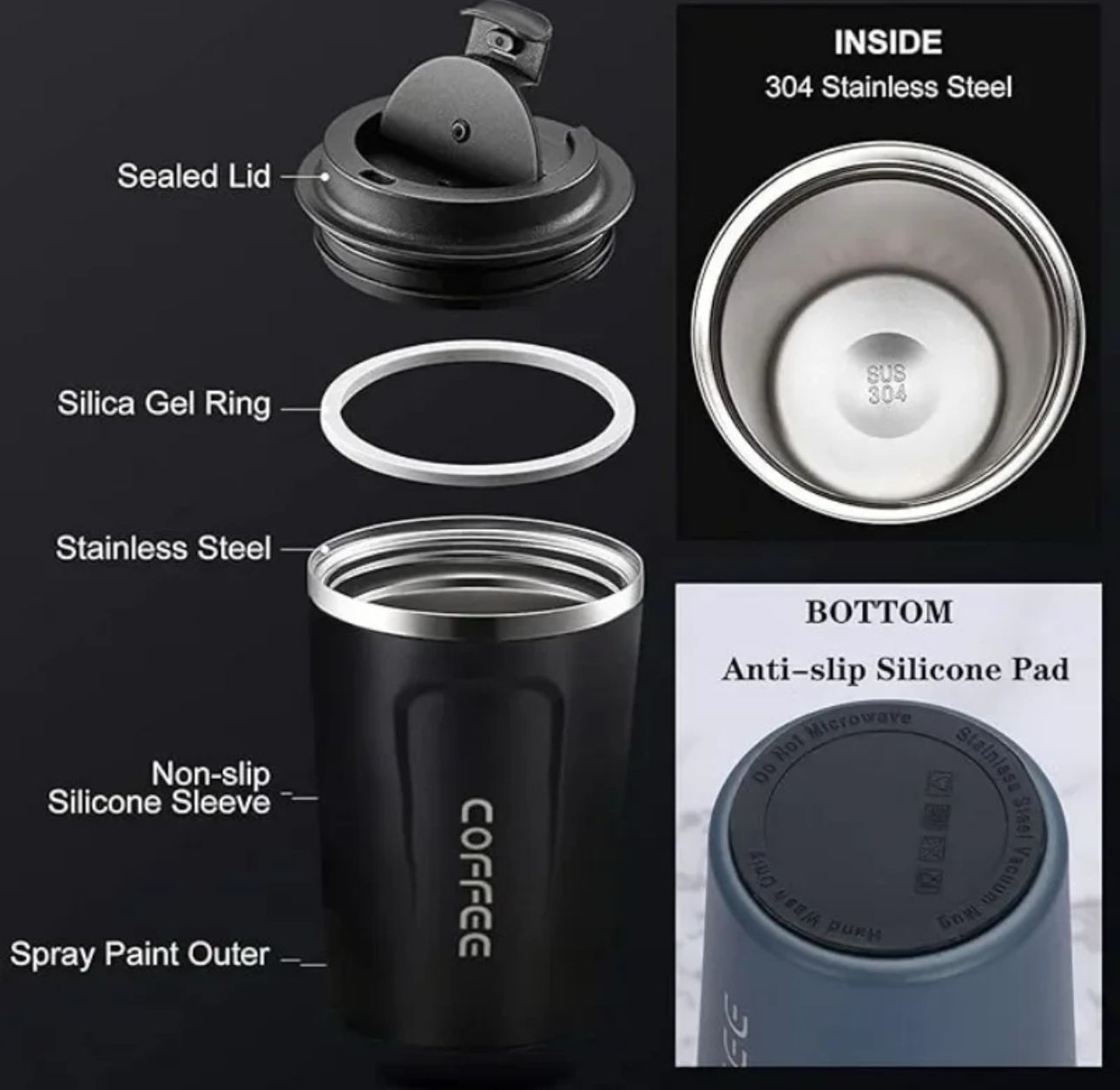 Sleek Stainless Steel Coffee Mug – Insulated Travel Cup for Hot & Cold Drinks