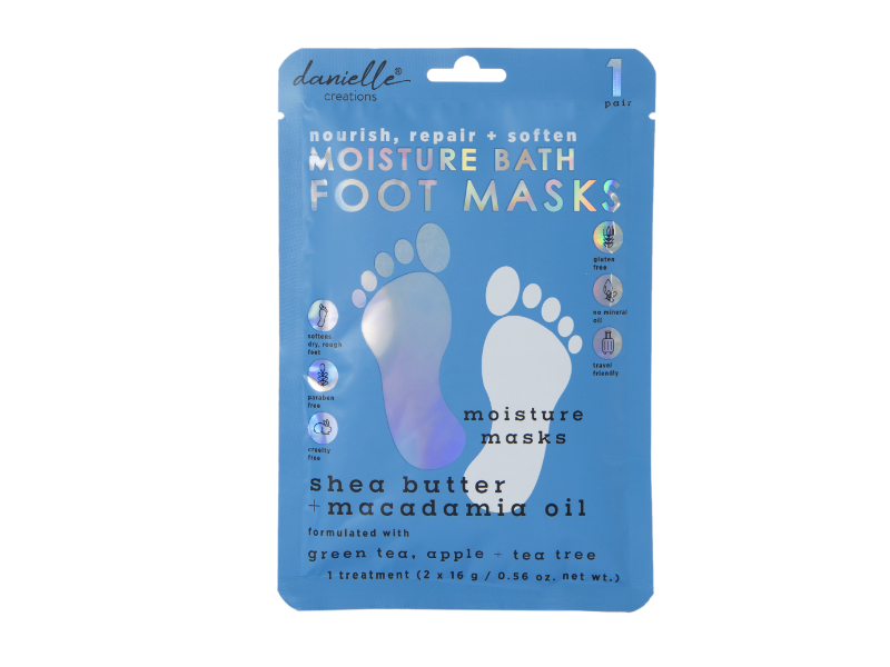 Danielle Creations Moisture Bath Foot Mask, Shea Butter + Macadamia Oil, 0.56 oz/16 g, 1 Pair